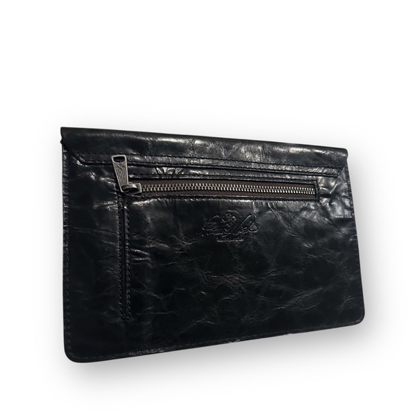 Patricia Nash Italian Leather Black Clutch Ipad Envelope Pouch Wallet Purse - Picture 2 of 5